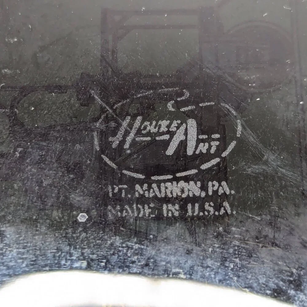 Vintage Houze Art Curved Glass Trays w/ Locomotives Train Railroad 3.5